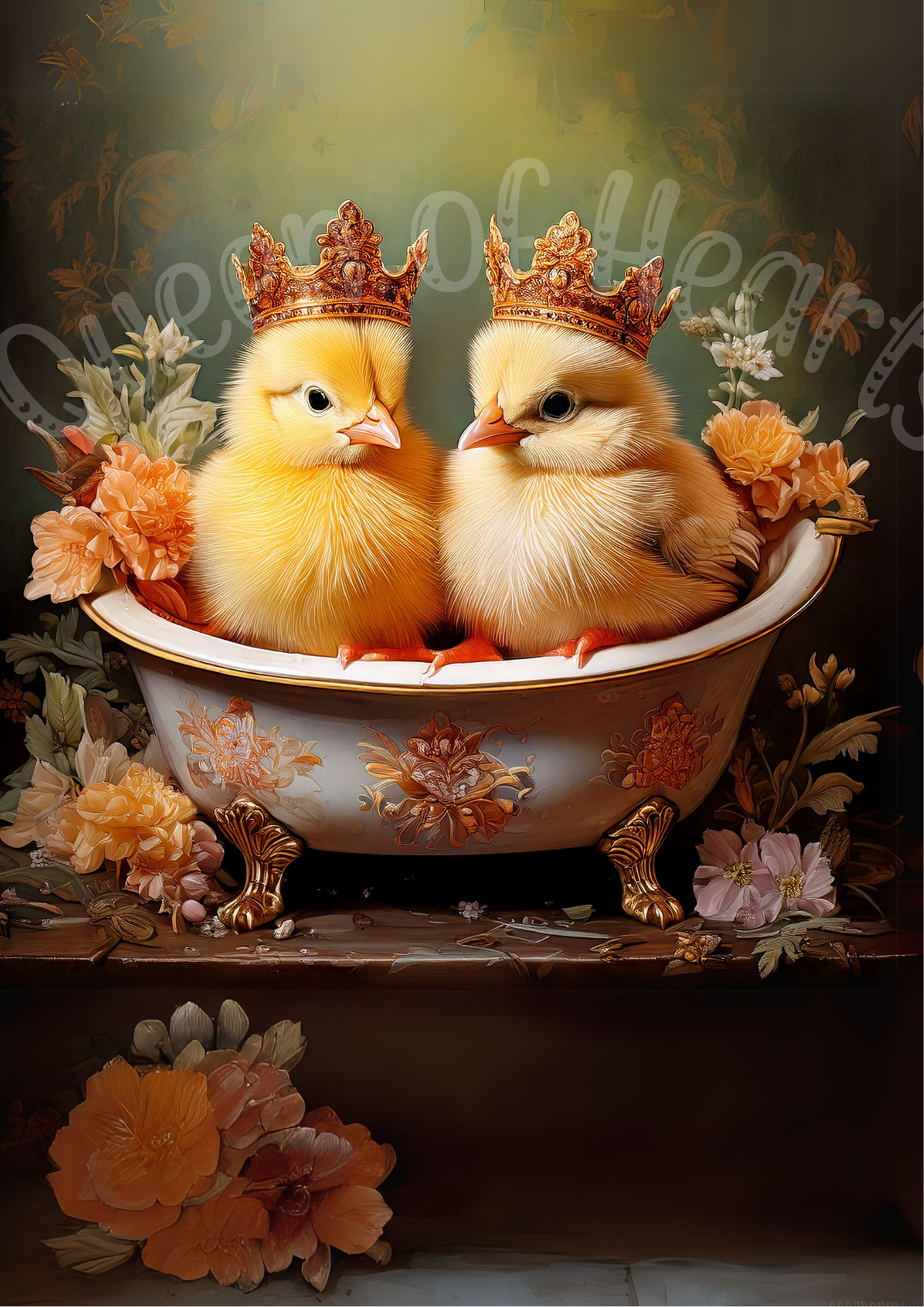 Queen of Hearts Rice Paper - Royal Chicks in a Tub