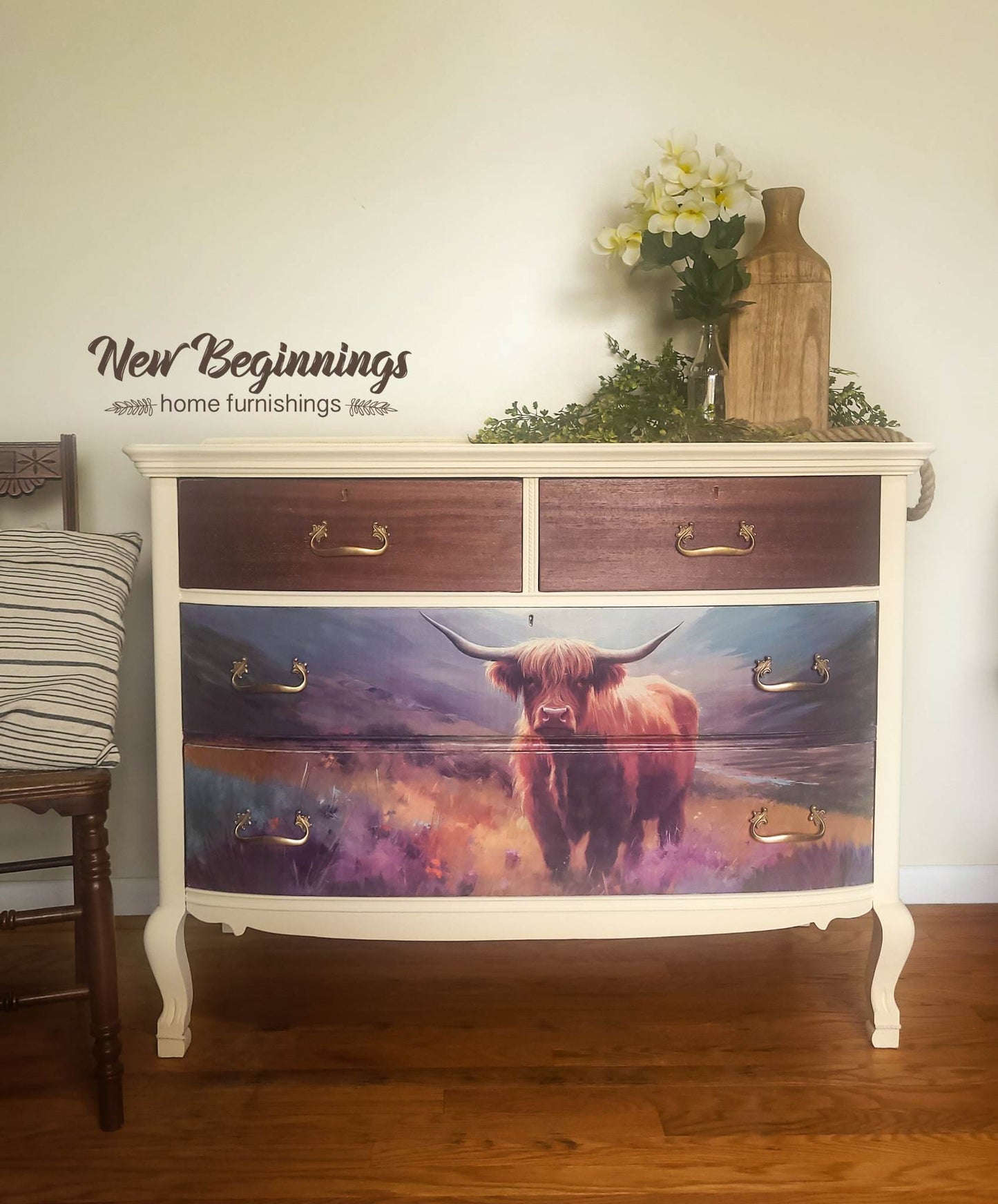 Flora Highland Cow | 18 lb Decoupage Tissue Paper | 2 Sizes