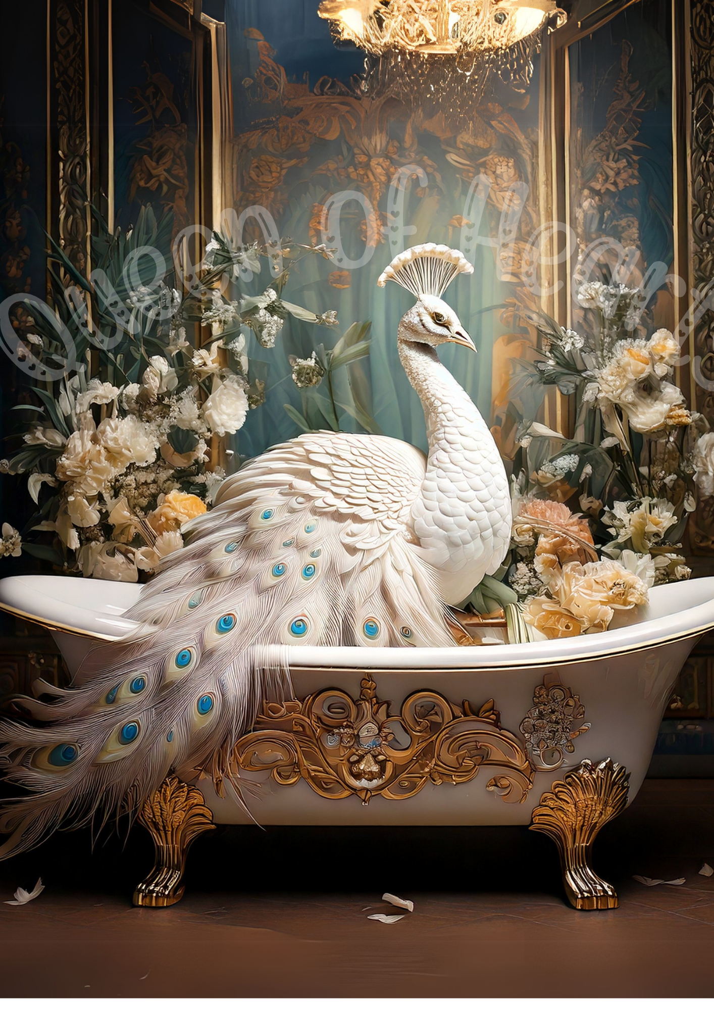 Queen of Hearts Rice Paper - Peacock in a Tub