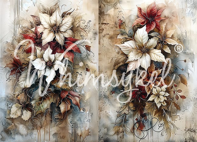Christmas Floral |18lb Decoupage Tissue Paper | 21x29 in