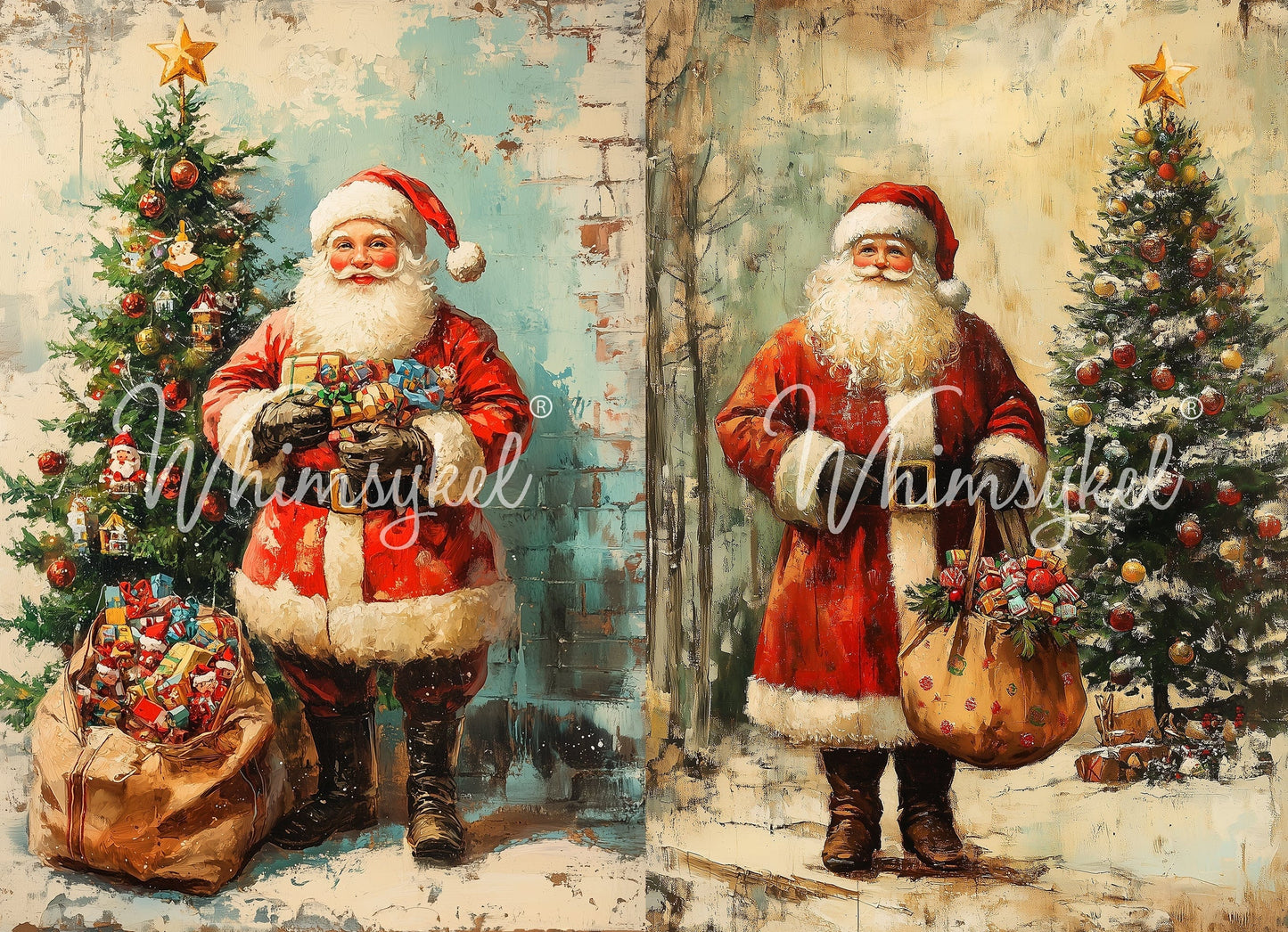 Santa Duo | 18 lb Decoupage Tissue Paper| 21x29 in