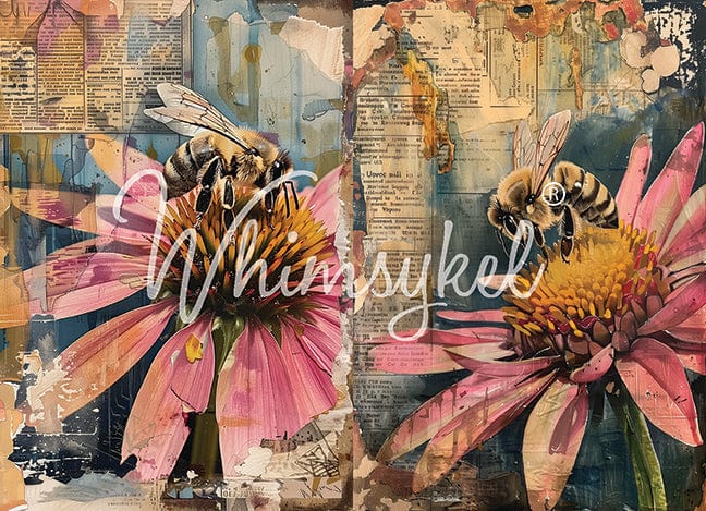 Honey Bee Duo | 18 lb Decoupage Tissue Paper | 21x29 Inches