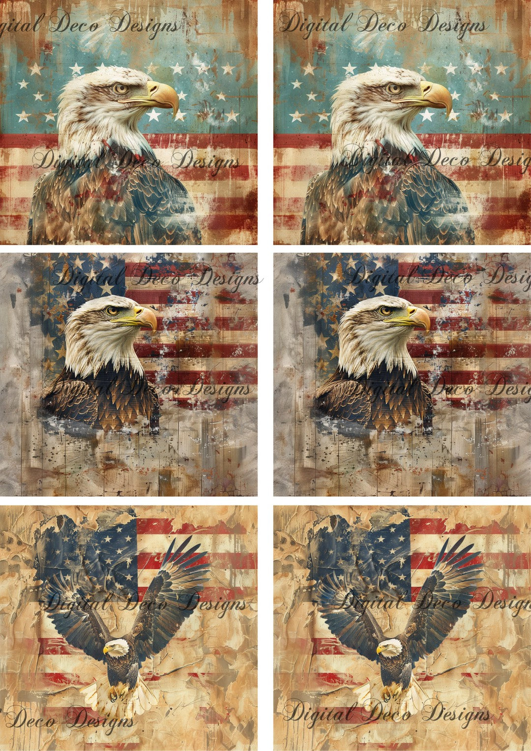 American Grunge Eagle Square Collage (#F059)