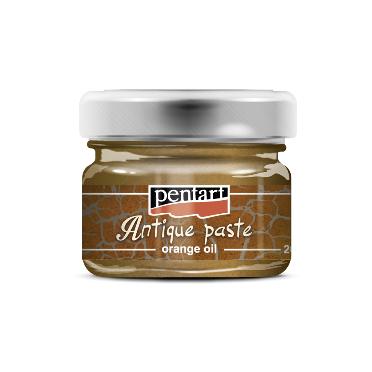 Jar of Penhari Antique paste orange oil on a white background