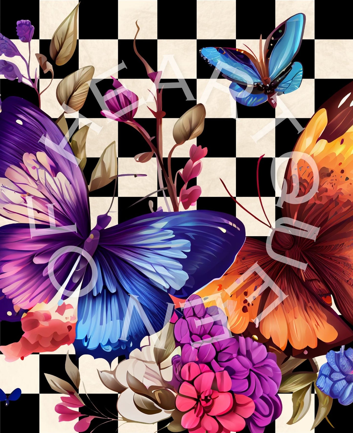 Queen of Hearts Rice Paper Prints - Butterfly Check