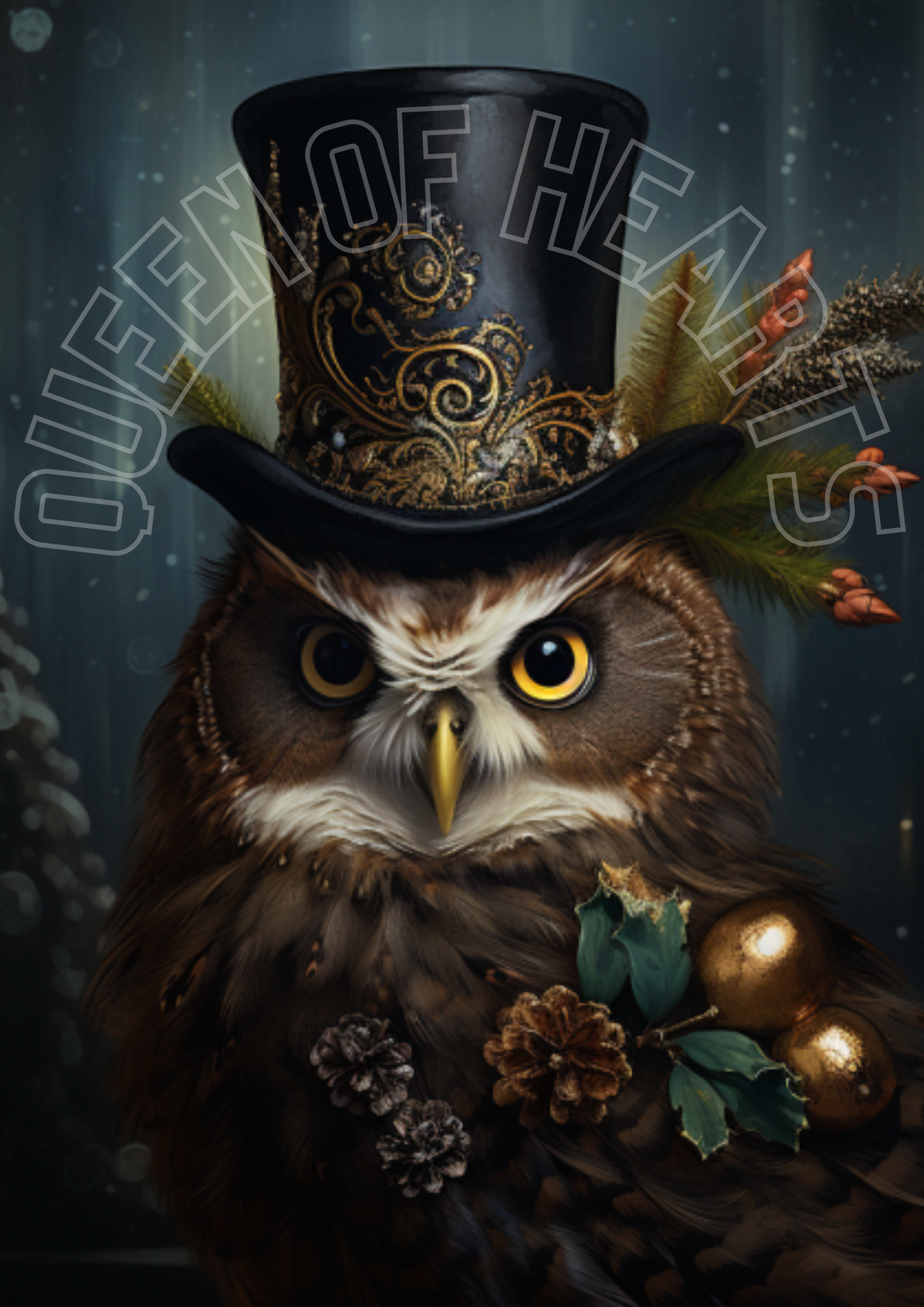 Queen of Hearts Rice Paper Prints - Christmas Owl
