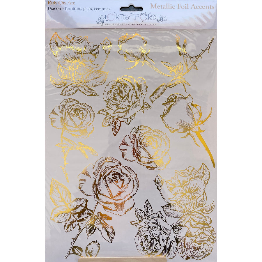 Hokus Pokus - Metallic Gold Foil Accent Roses 23x31cm (9x12")