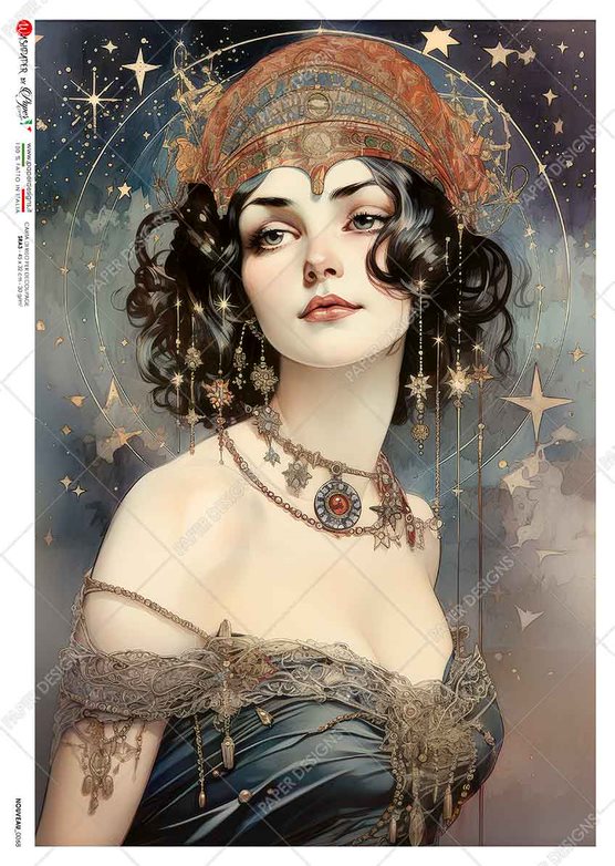 Mucha Inspired Celestial Portrait II