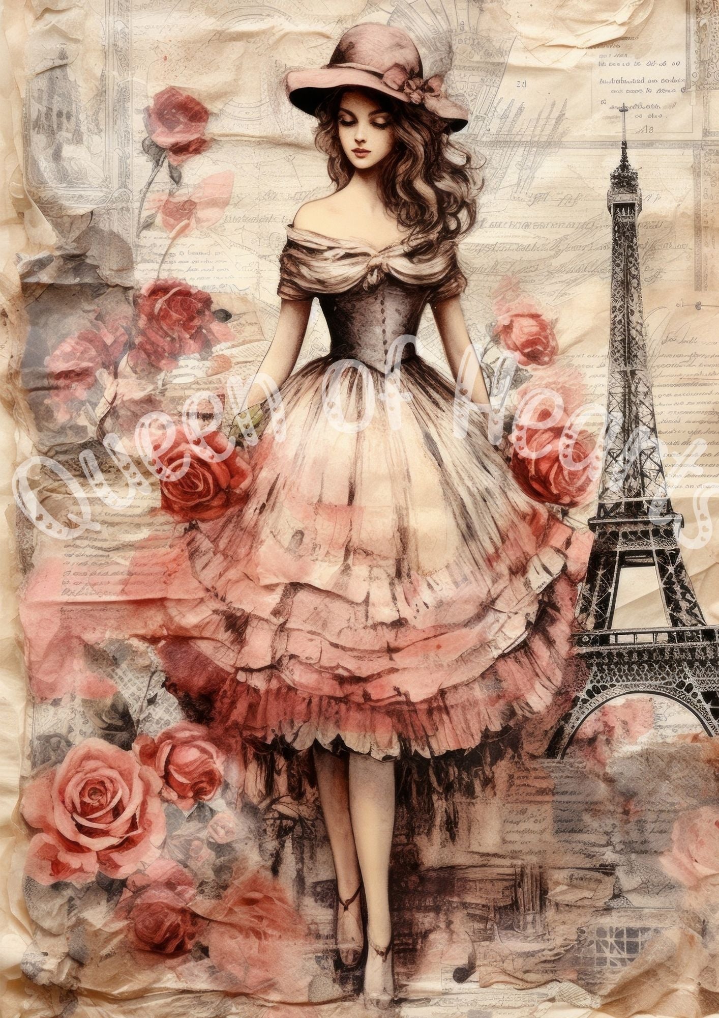 Queen of Hearts Rice Paper - Parisian Elegance