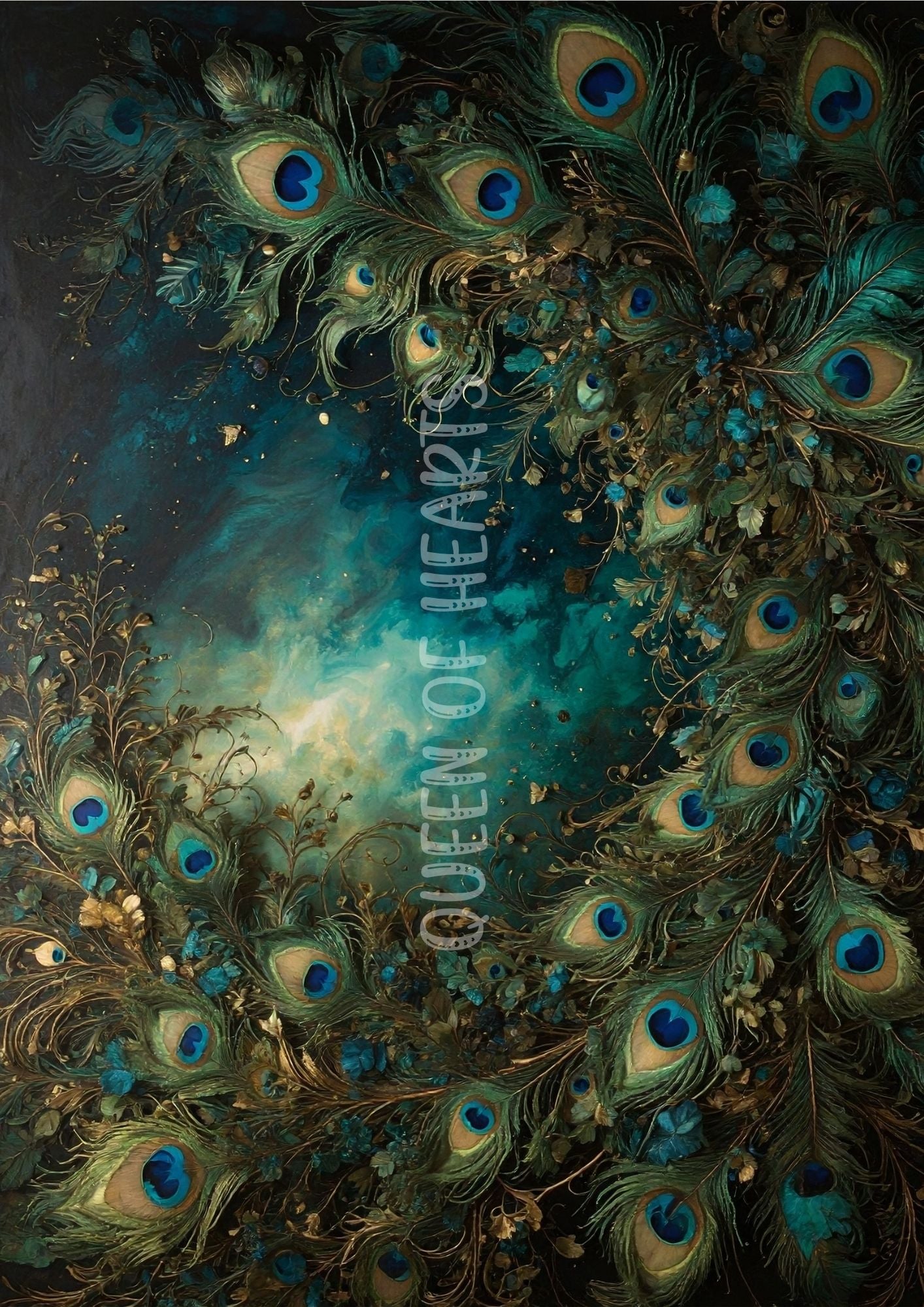 Queen of Hearts - Peacock Background 3