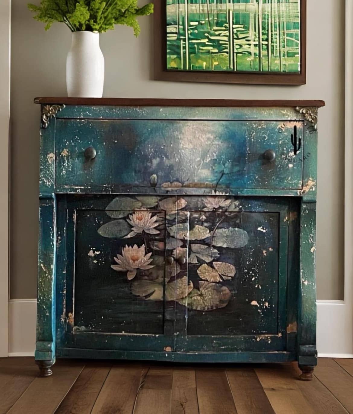 Blue Waterlilies | 18 lb Decoupage Tissue Paper | 21x29 in