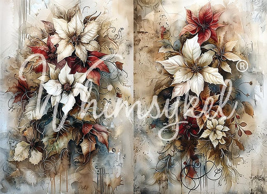 Christmas Floral |18lb Decoupage Tissue Paper | 21x29 in