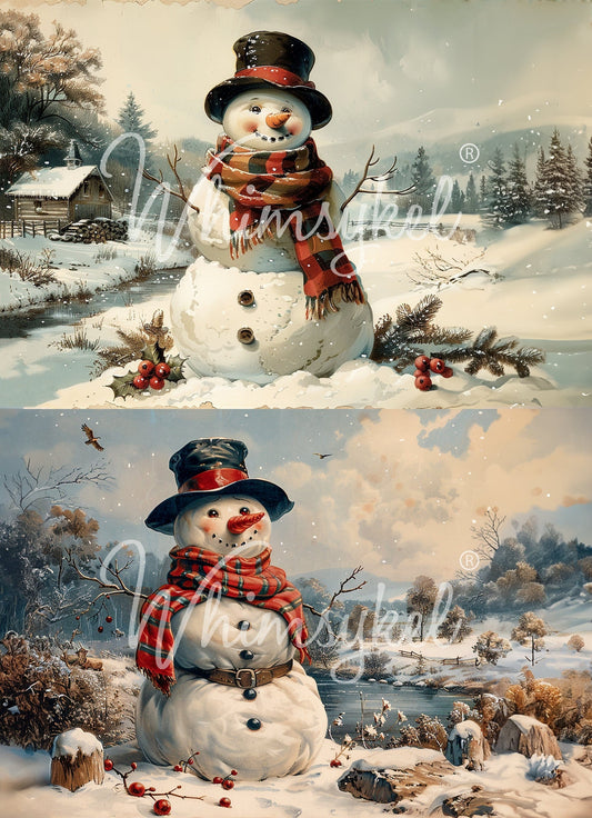 Snowman Duo  | 18 lb Decoupage Tissue Paper| 21x29 in