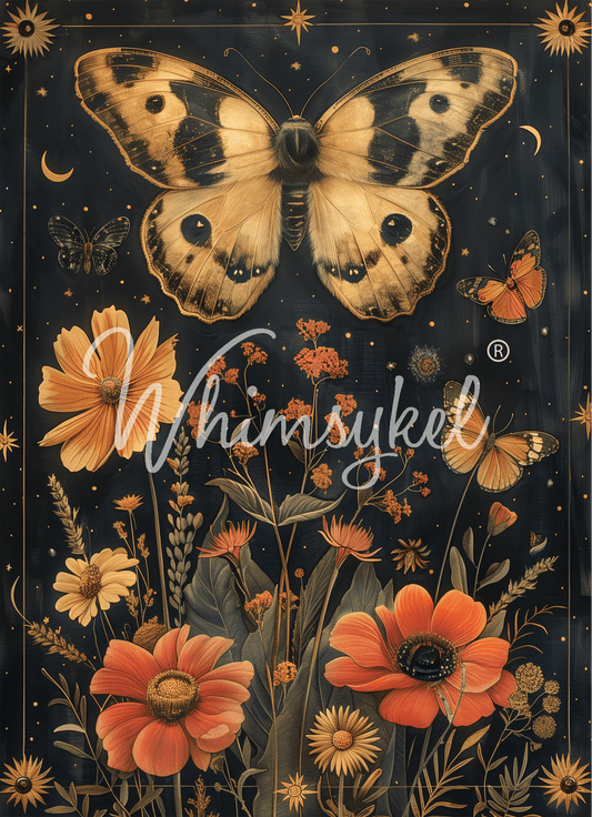 Midnight Moth |18lb Decoupage Tissue Paper | 21x29 in