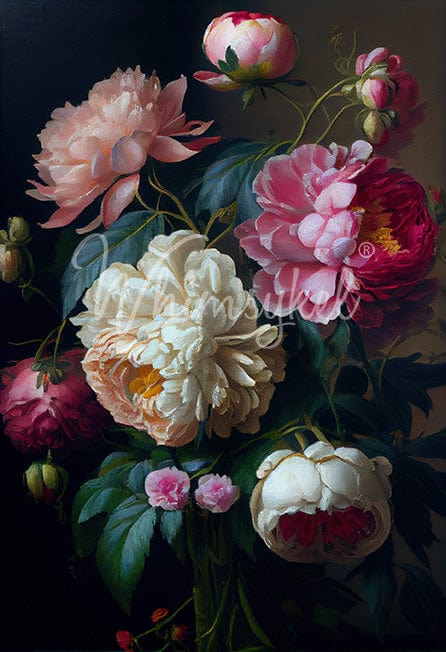 Baroque Peonies | 18 lb Decoupage Tissue Paper | 2 Sizes