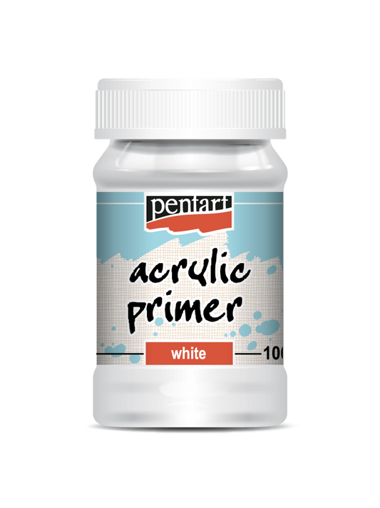 Bottle of Pentair acrylic primer on a white background