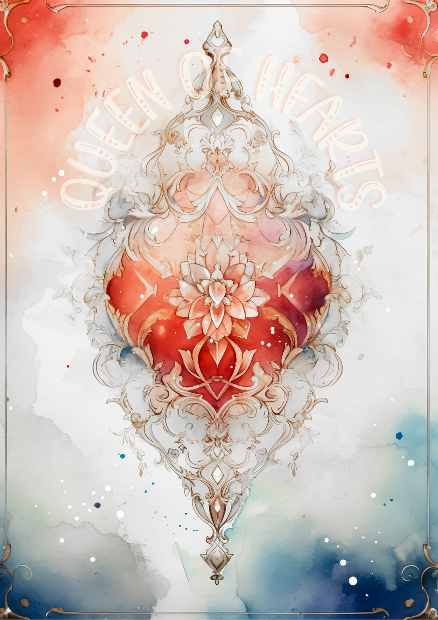 Queen of Hearts Rice Paper Prints - Artistic Embrace