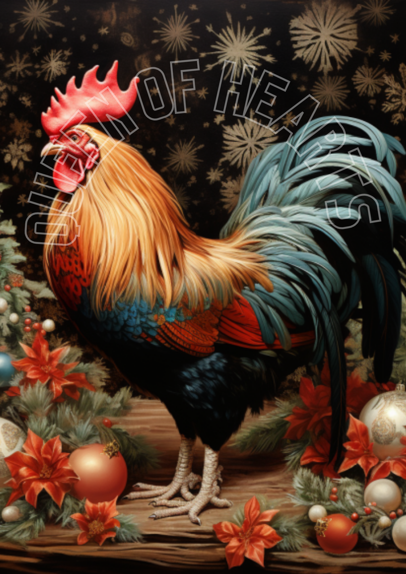 Queen of Hearts Rice Paper Prints - Christmas Rooster