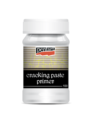 A bottle labeled 'Pentart cracking paste primer' with a capacity of 100ml.