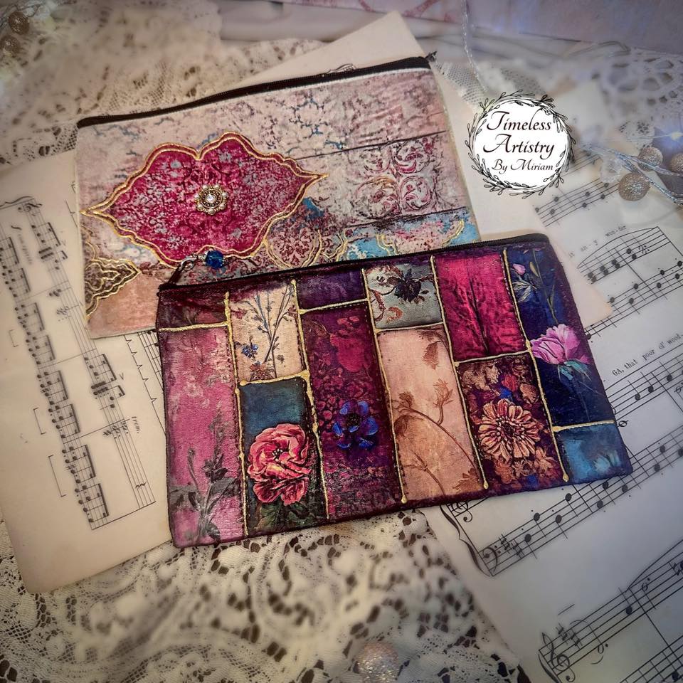 Decorative pouches with Floral Textile Background
