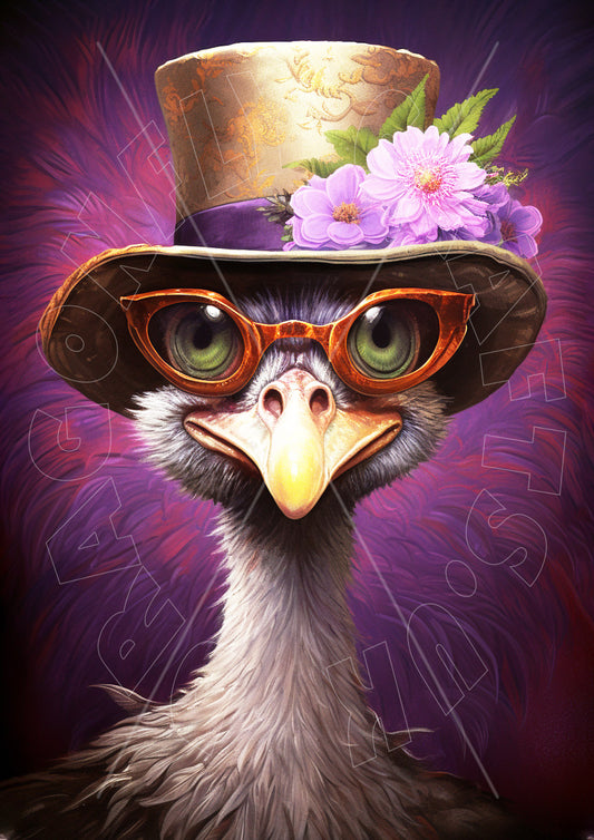 A decorative paper craft in the style of a dragonfly with a human face wearing a top hat and glasses, adorned with a floral applique.