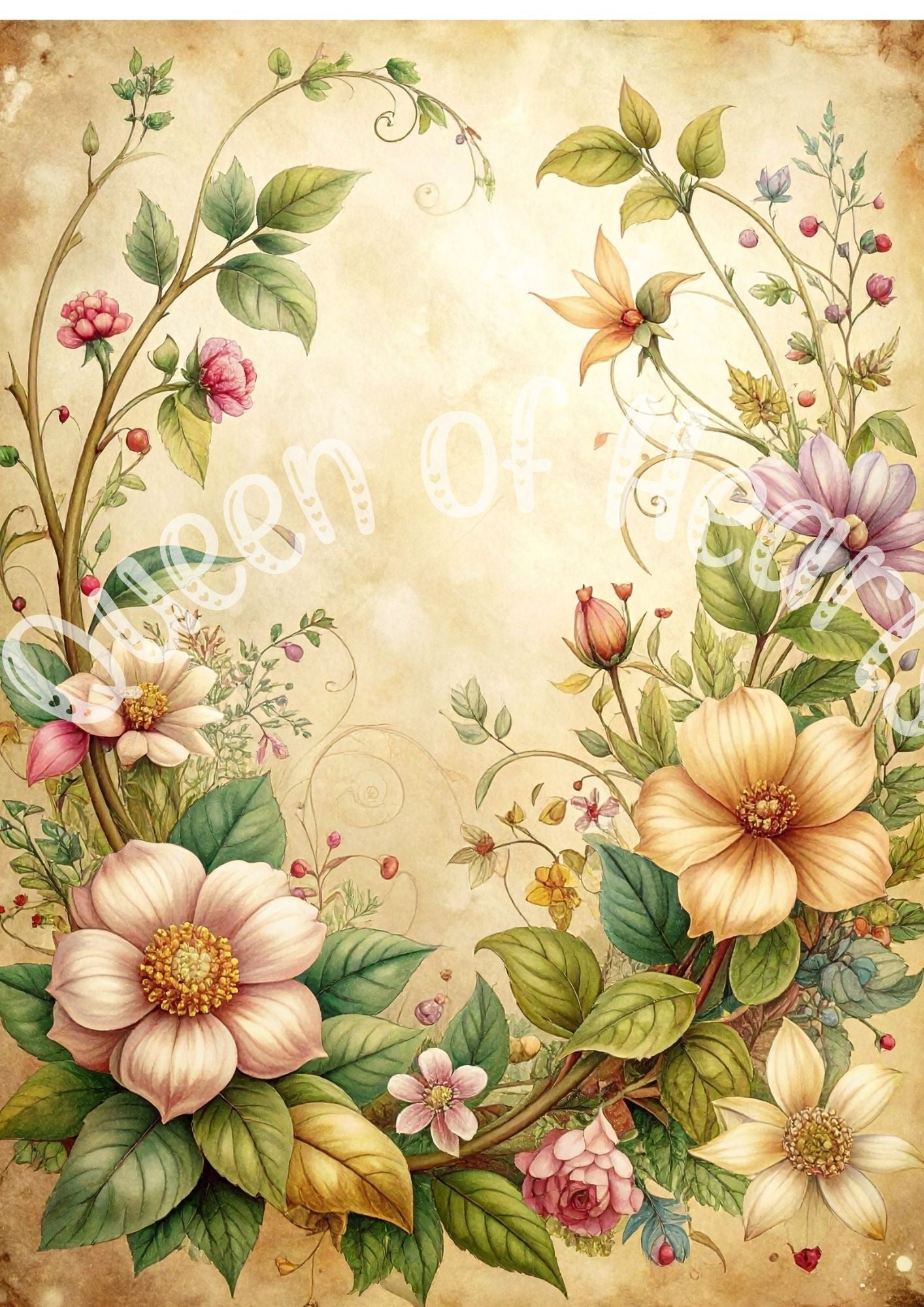 Queen of Hearts - Folkart Background