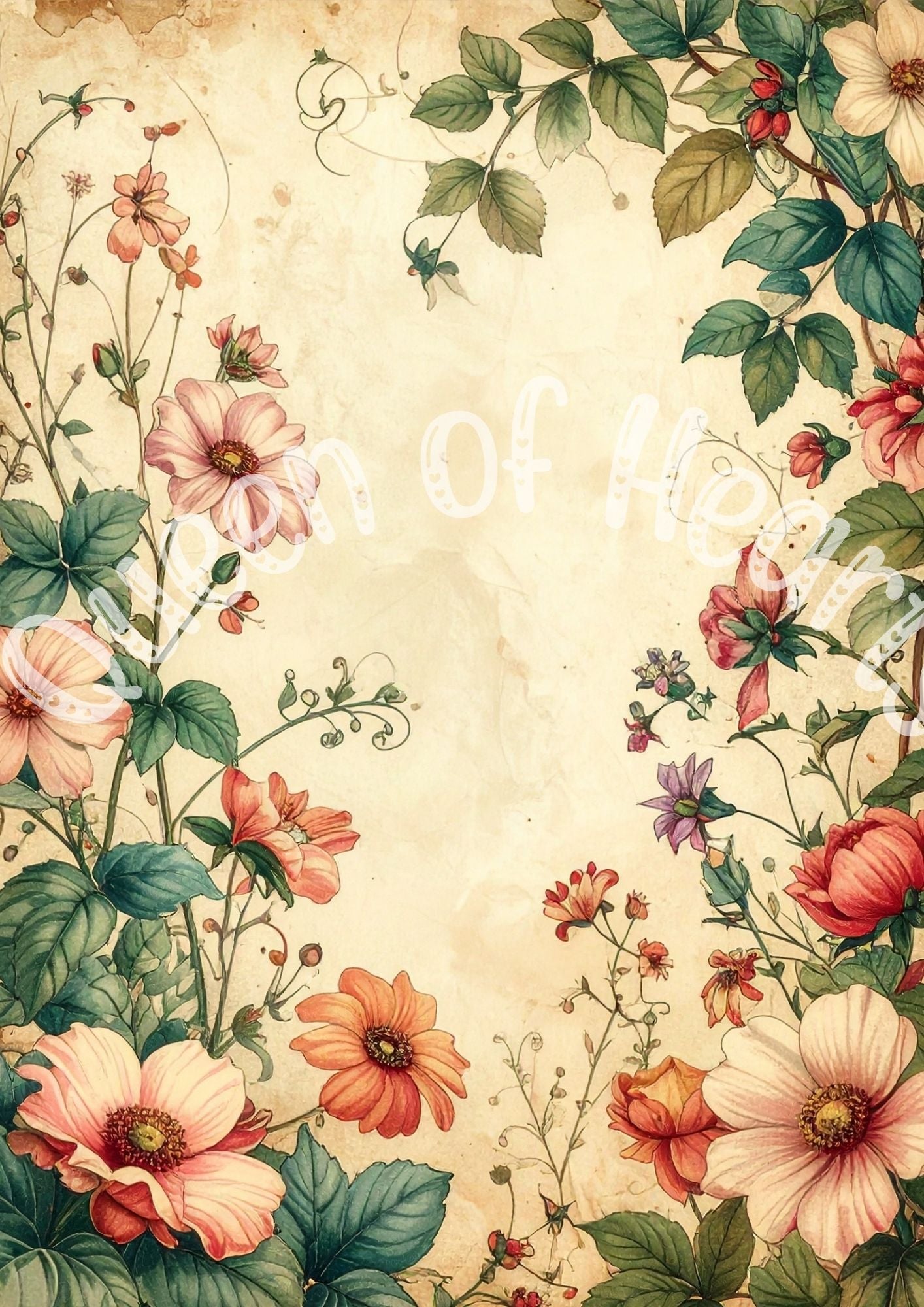 Queen of Hearts - Folkart Background 2