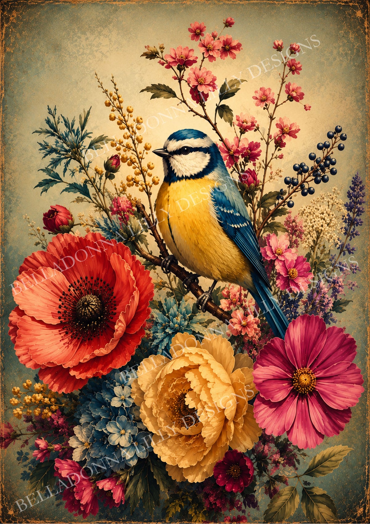 Garden Melody – Bird and Floral Decoupage Rice Paper