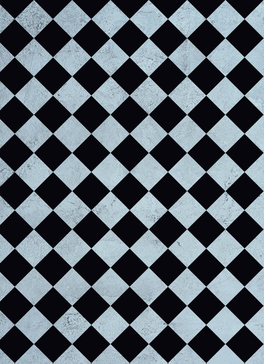 Queen of Hearts  - Grungy Blue Harlequin