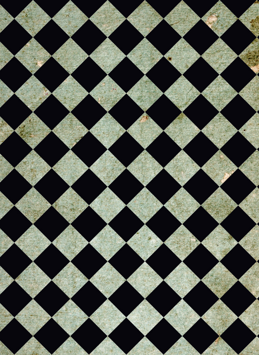 Queen of Hearts  - Grungy Green Harlequin