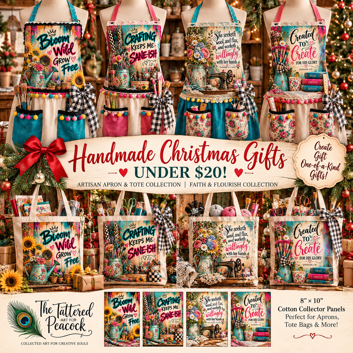 Artisan Apron & Tote Collection | 8×10 Cotton Collector Panels | The Tattered Peacock