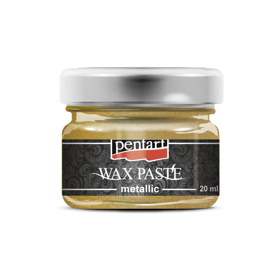 Jar of wax paste with a label on a white background