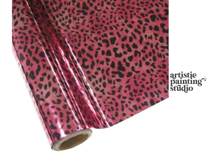 Pink Leopard decorative transfer foil by Artistic Painting Studio featuring a pink leopard-print design.