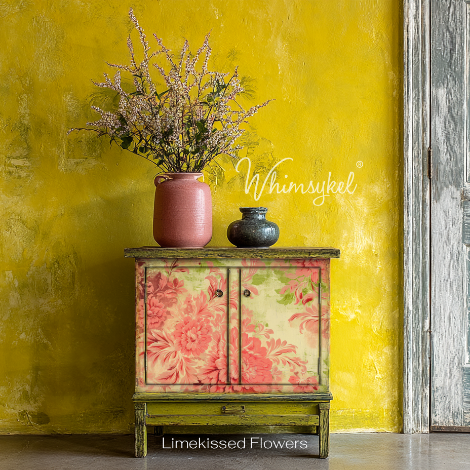 Limekissed Flowers  | 18 lb Decoupage Tissue Paper | 21x29 in
