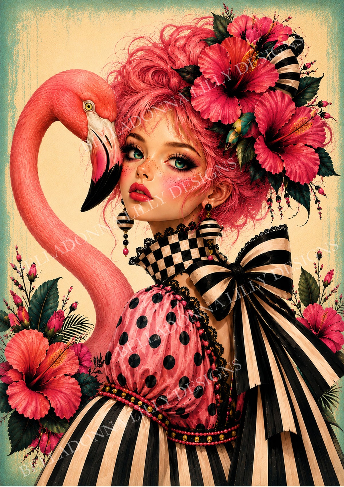 Miss Flamingo – Belladonna Lilly Designs Decoupage Rice Paper