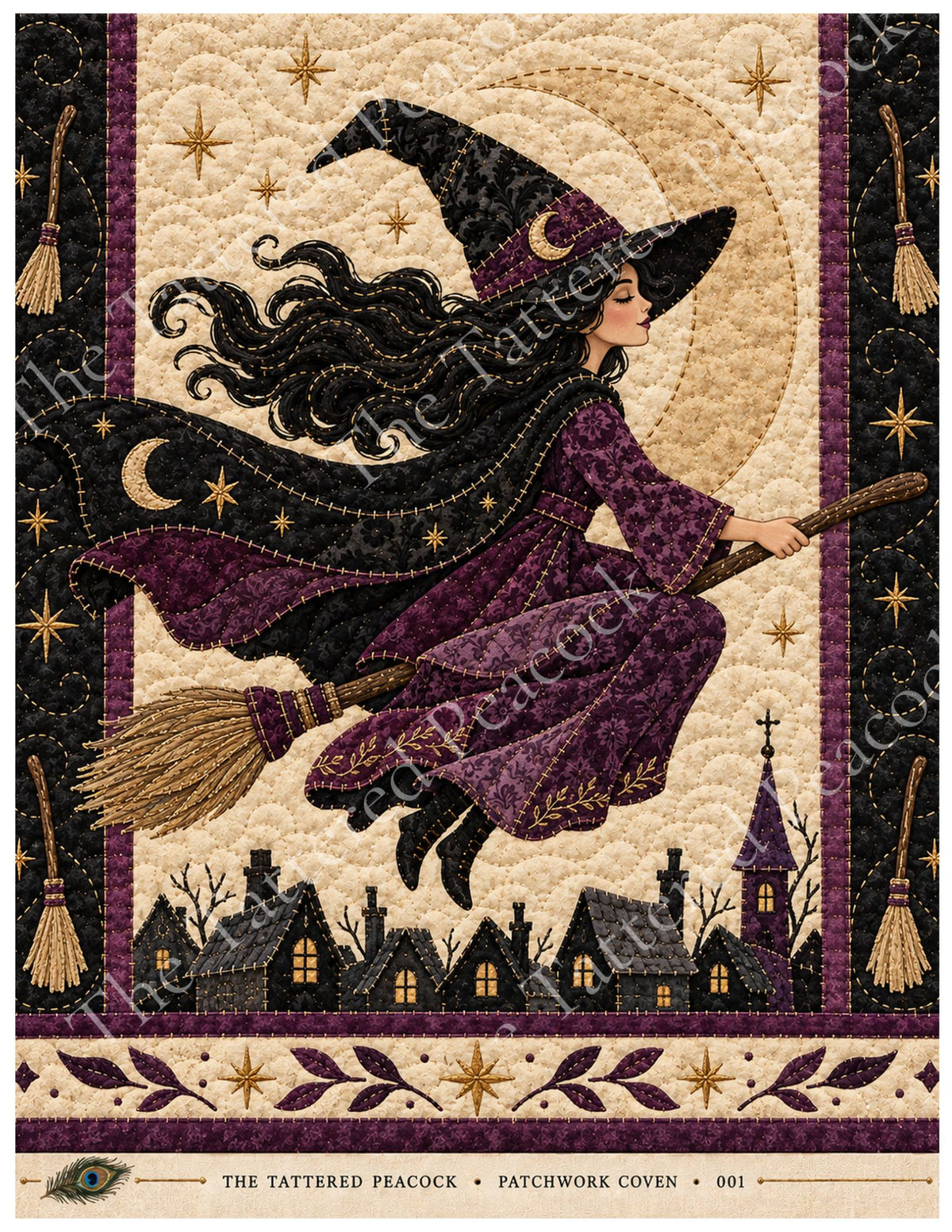 Flying Witch Cotton Collector Panel – Patchwork Coven 001
