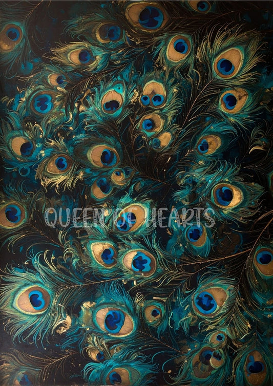 Queen of Hearts - Peacock Background