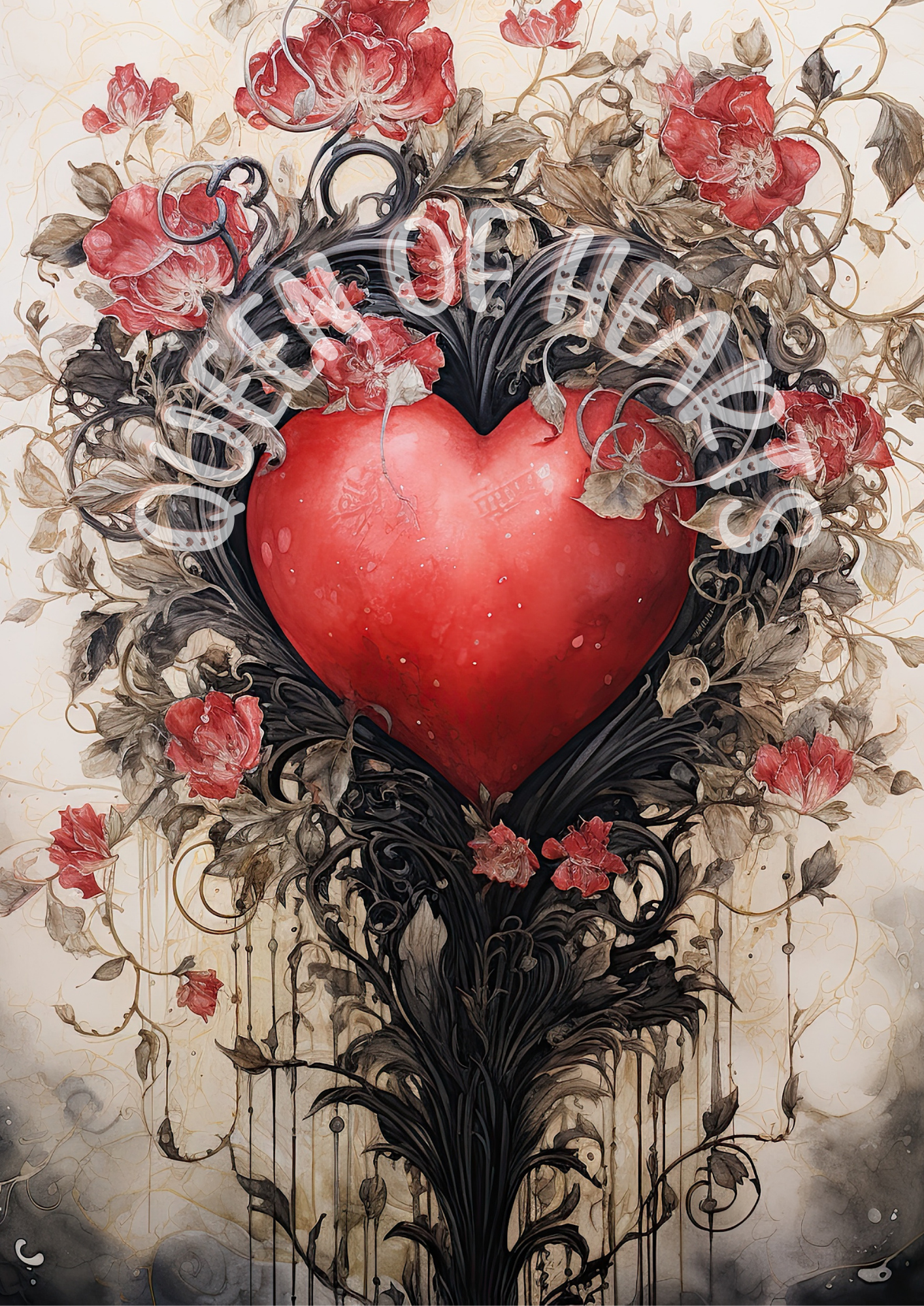 Queen of Hearts Rice Paper Prints - Valentine's Phantom Heartbeat