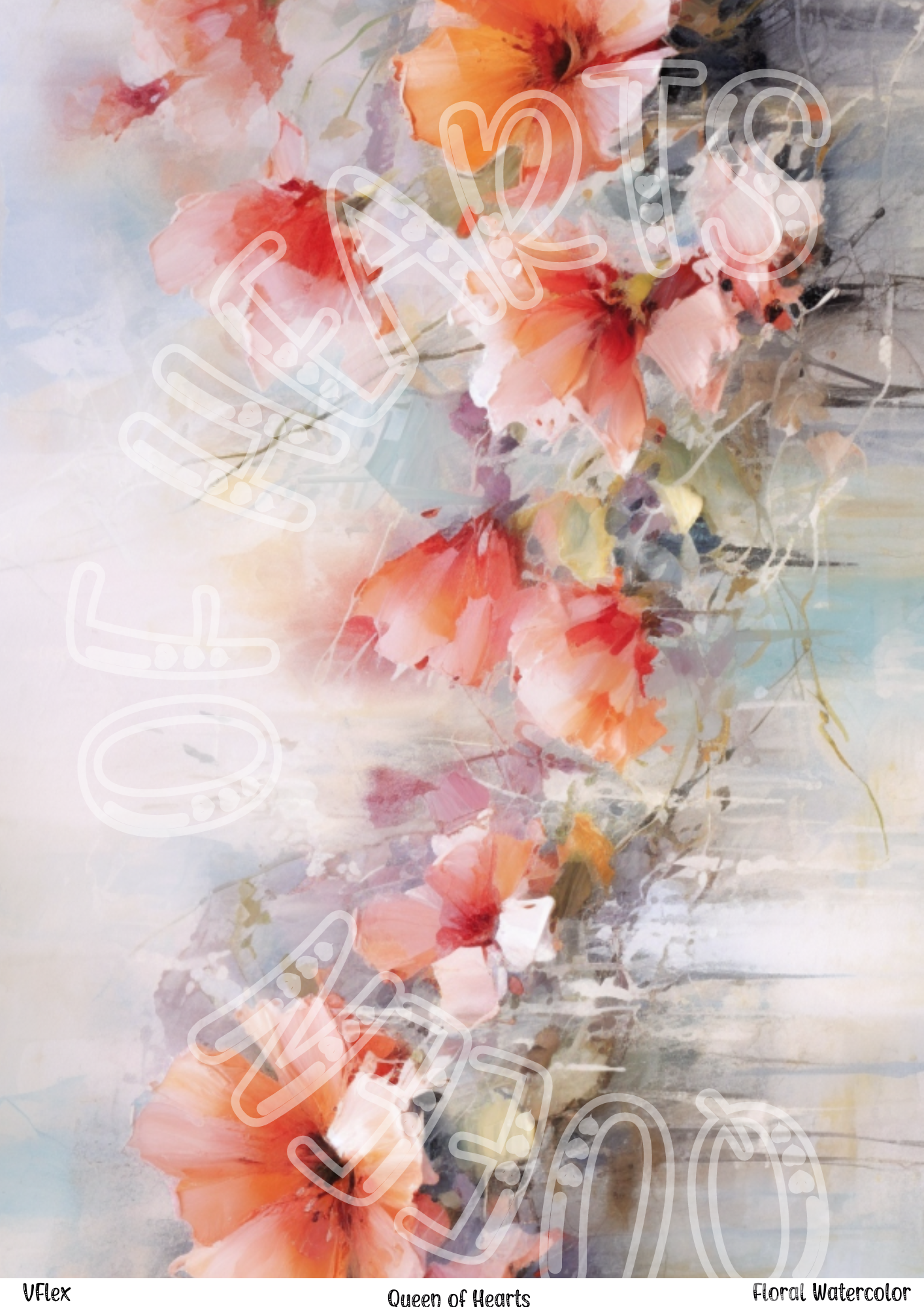 Queen of Hearts Rice Paper Prints - Floral Watercolor