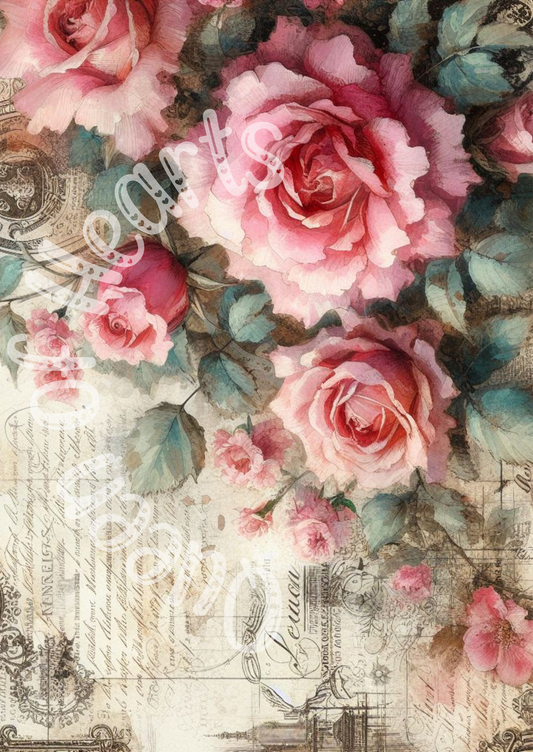 Queen of Hearts Rice Paper Prints - Rose Reverie 9