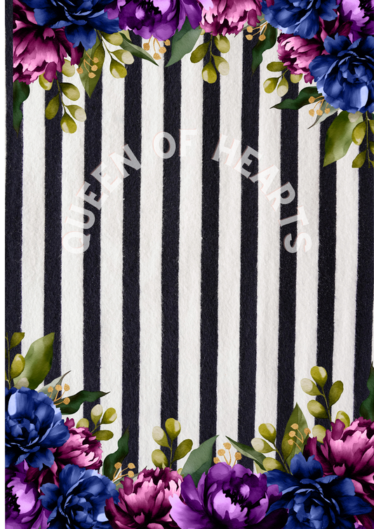 Queen of Hearts Rice Paper Prints - Stripes with Florals