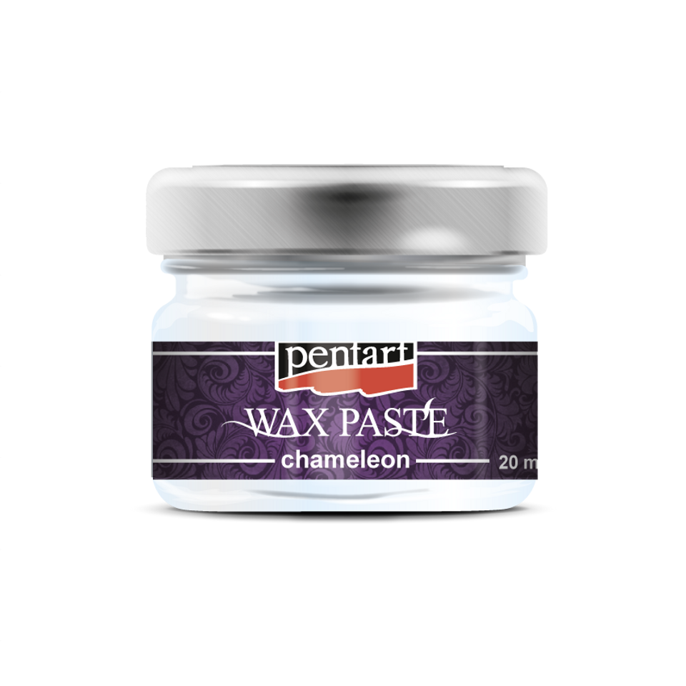 A jar of Pentart wax paste with a label indicating it is a 20ml container of 'Wax Paste Chameleon'.