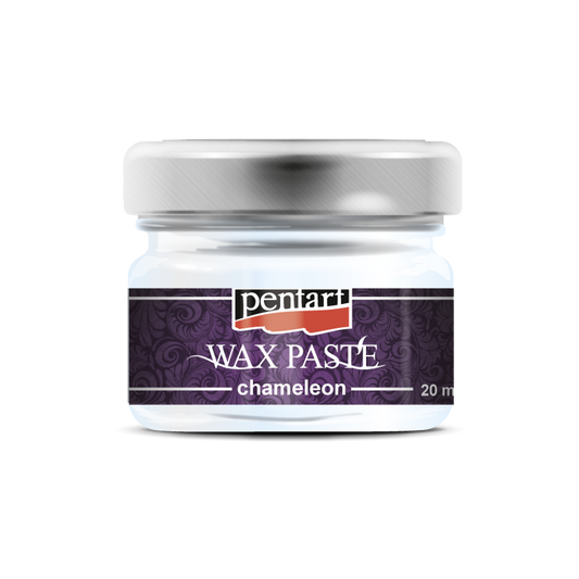 A jar of Pentart wax paste with a label indicating it is a 20ml container of 'Wax Paste Chameleon'.