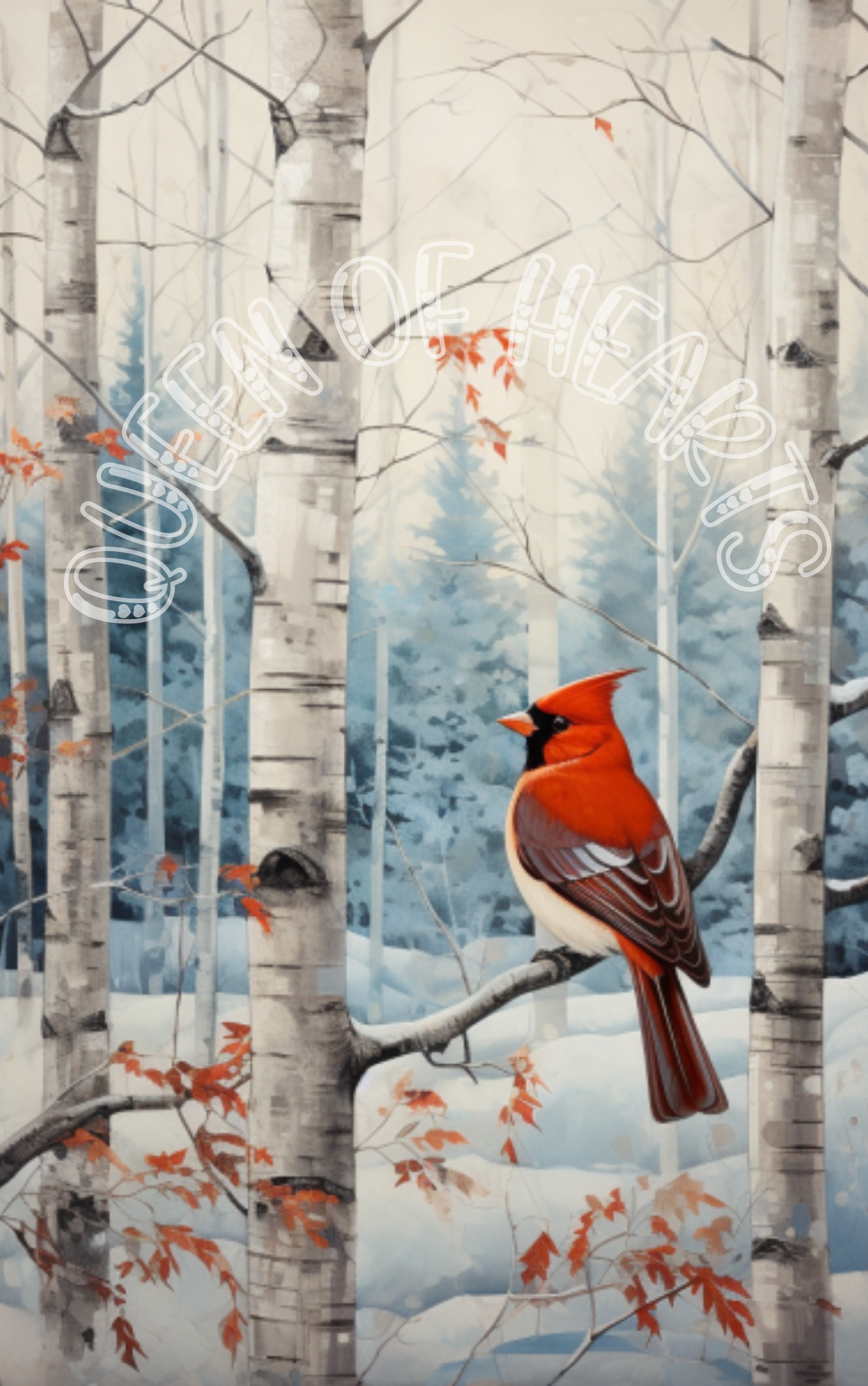 Queen of Hearts Rice Paper Prints - Winter Cardinal