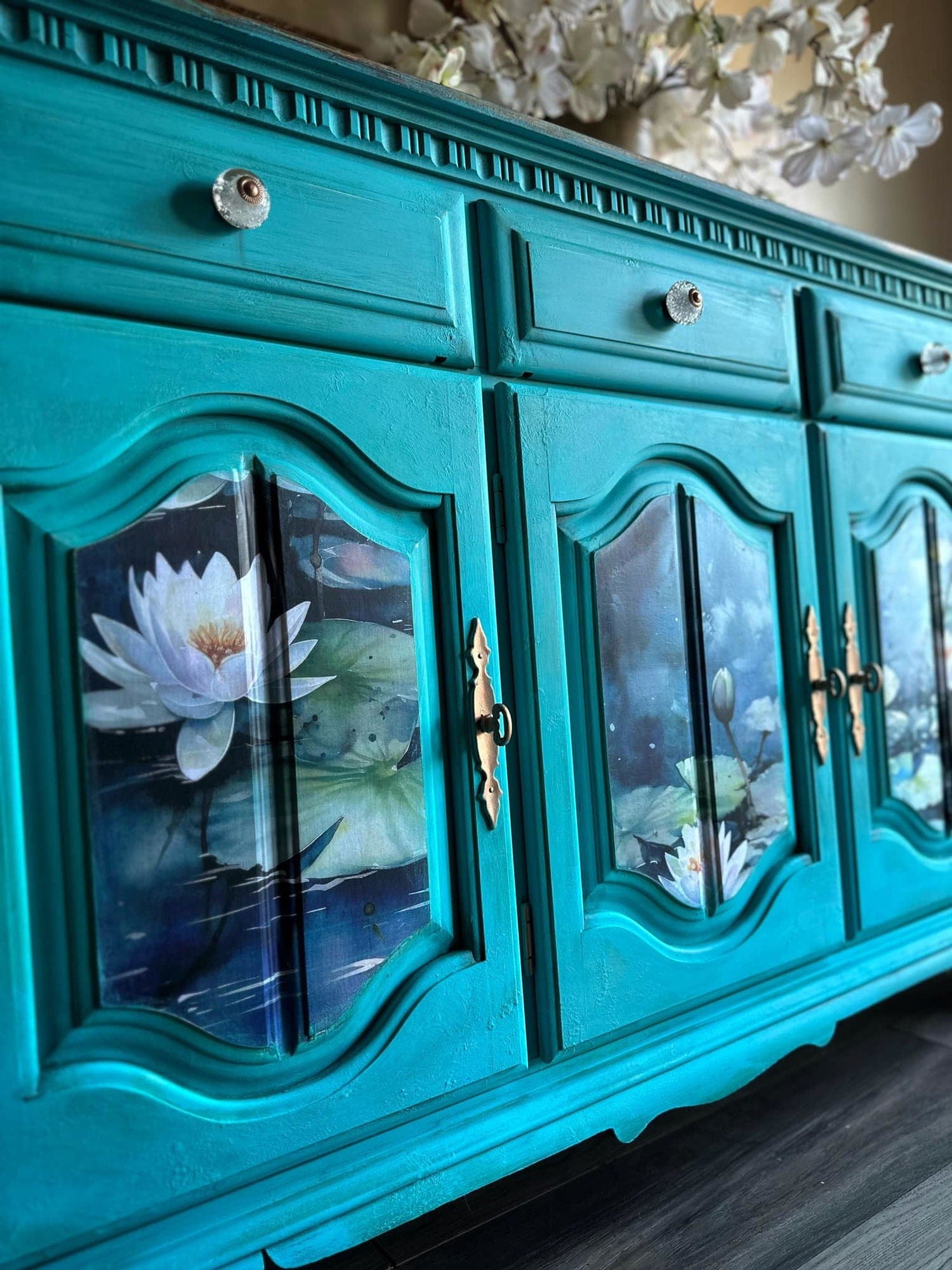 Blue Waterlilies | 18 lb Decoupage Tissue Paper | 21x29 in