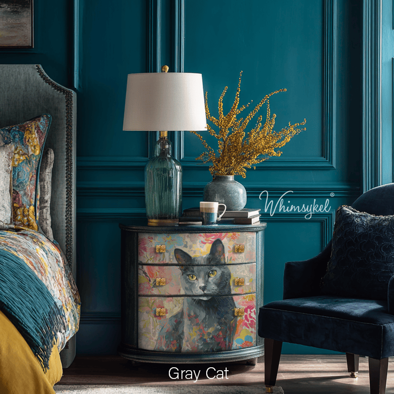 Gray Cat | 18 lb Decoupage Tissue Paper | 21x29