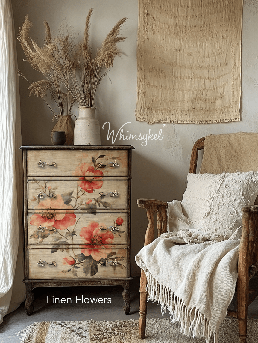 Linen Flowers  | 18 lb Decoupage Tissue Paper | 21x29 in