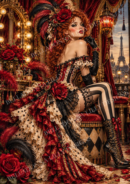 Madame Rouge — The Whimsical Cabaret, Belladonna Lilly Designs decoupage rice paper