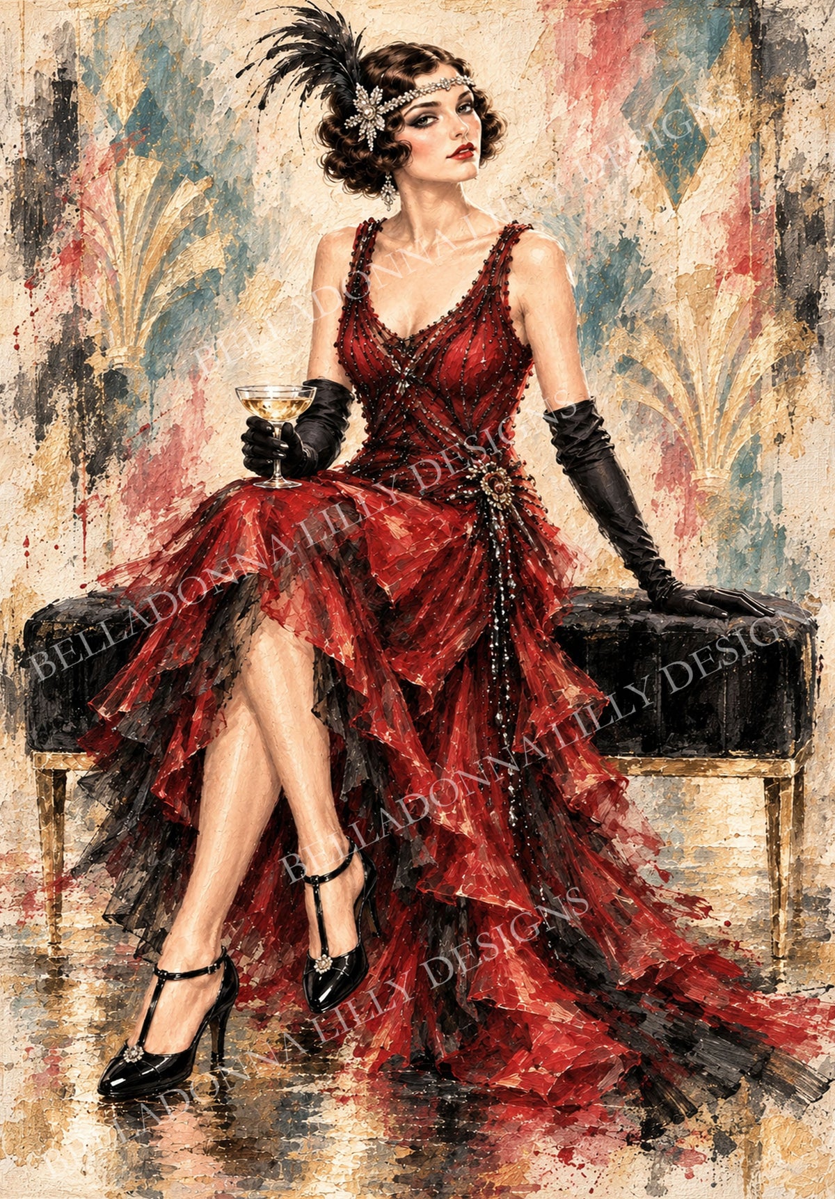 The Jazz Age 3 – Roaring Twenties Lady in Red | Decoupage Rice Paper