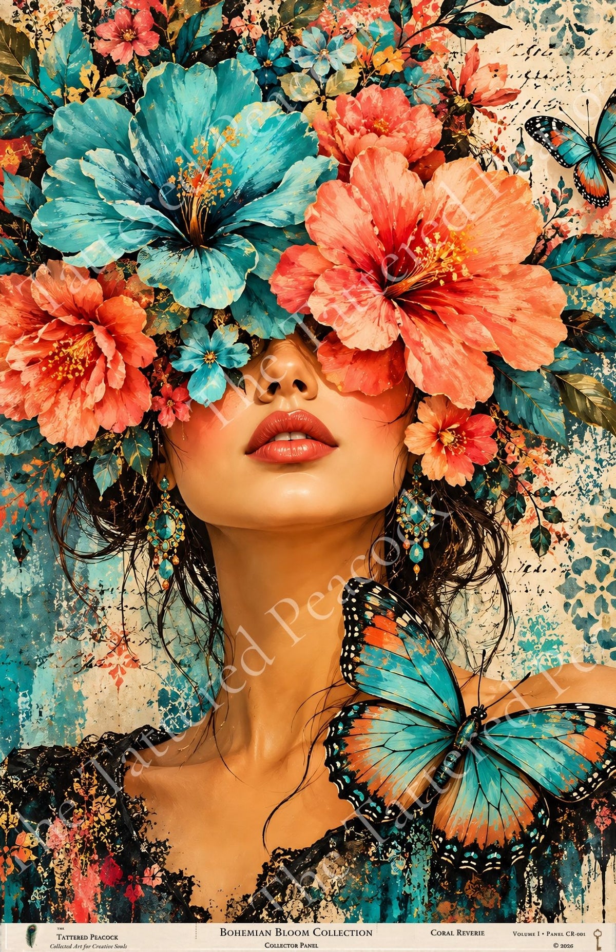 Coral Reverie | Bohemian Bloom Cotton Collector Panel – The Tattered Peacock